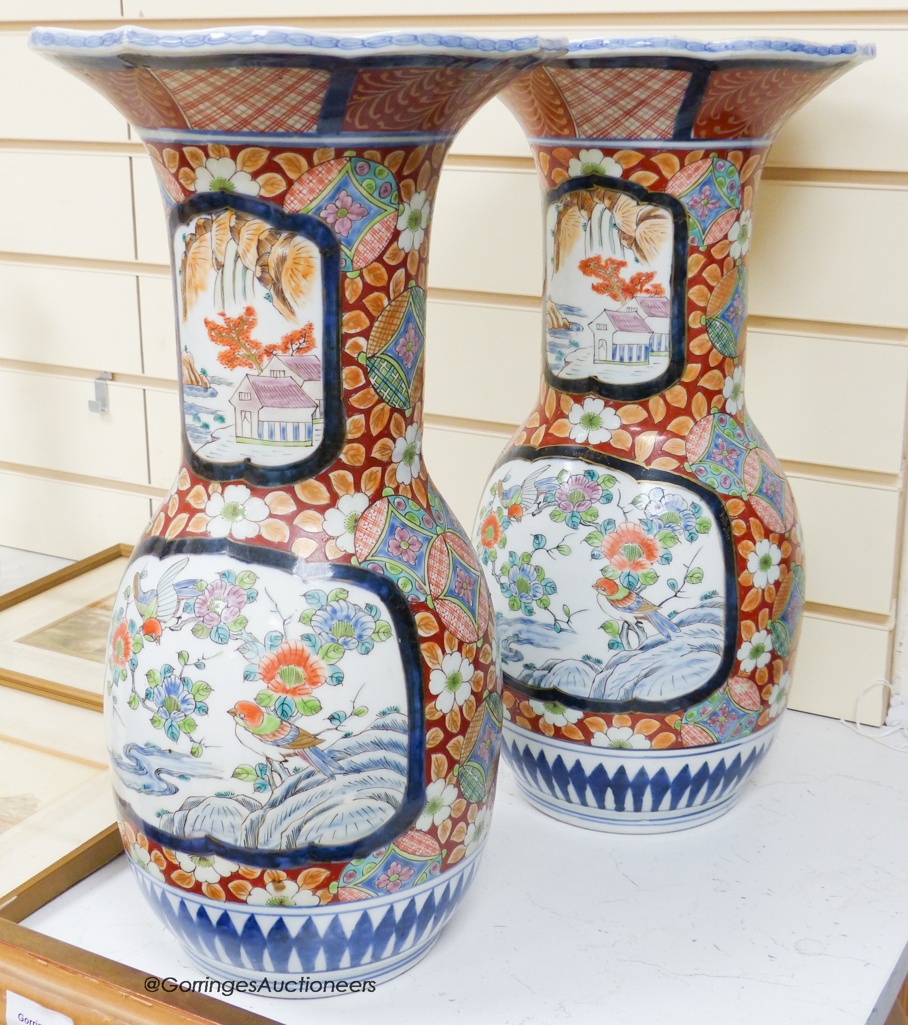 A large pair Kutani style vases, height 46cm